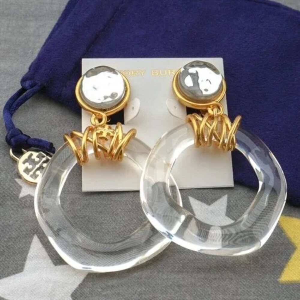 Tory Burch Roxanne Wrapped Door-Knocker Statement Hoop Earrings